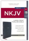 NKJV Large Print Thinline Bible, Comfort Print -  Black Leathersoft